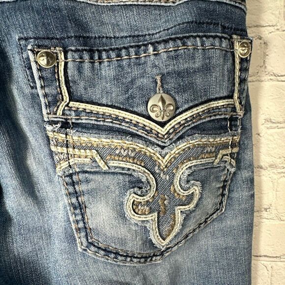 Rock Revival Jeans Mens 34 Blue Rogue Boot Embellished Denim Stretch - Picture 4 of 15